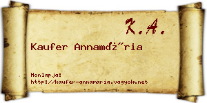 Kaufer Annamária névjegykártya