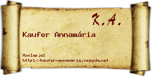 Kaufer Annamária névjegykártya